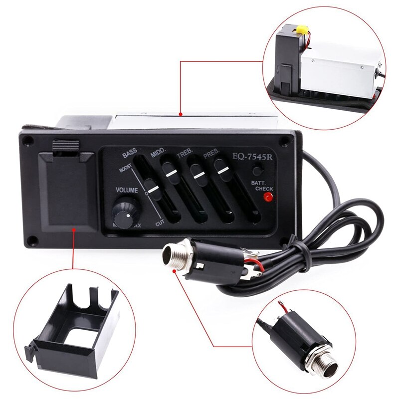AD-Guitar EQ Equalizer System 4-Band Acoustic Guitar Preamp Piezo Pickup EQ 7545R Guitar Acceseories