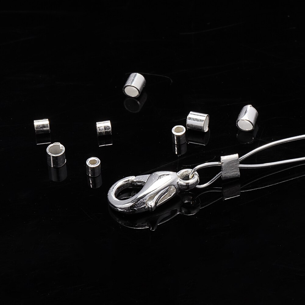 20 piezas cuentas de extremo engarzado de Plata de Ley 925 para hacer joyería de pulsera DIY