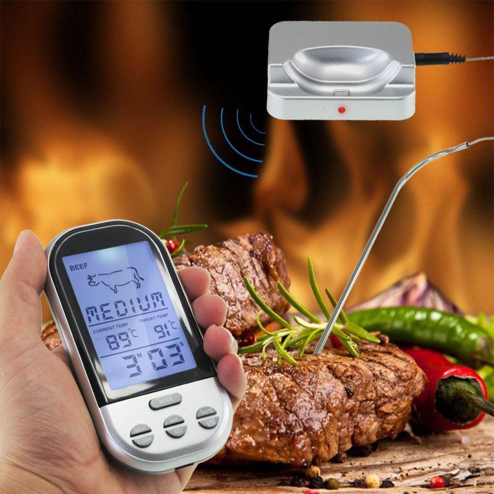 Draadloze Digitale Probe Voedsel Vlees Thermometer Voor Grill Roker Bbq Voedsel Oven Thermometer Met Timer Alarm Keuken Koken Tool