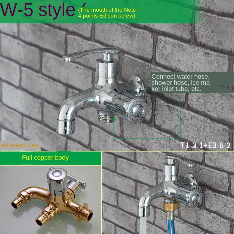 1/2in één in twee uit de wasmachine kraan 3/4in bajonet dr. enkele koude snel open dubbele gebruik multifunctionele dweil chilong: W-5