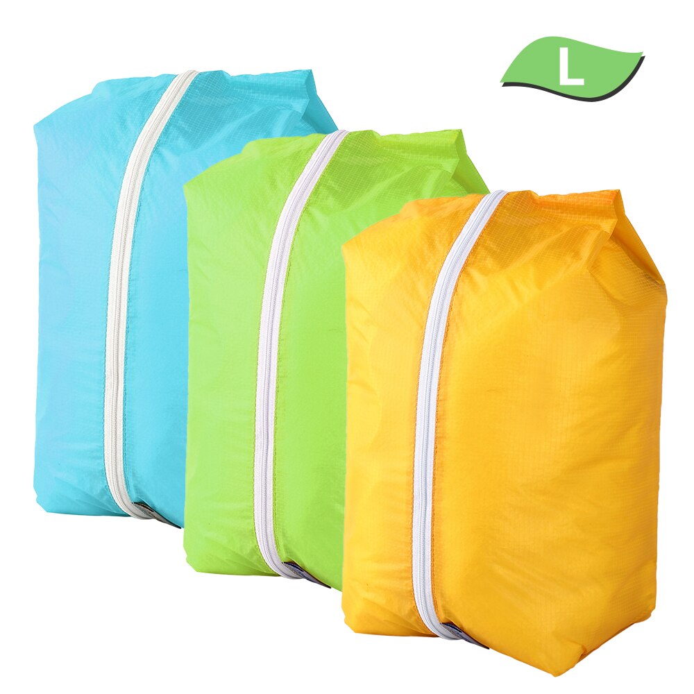 3 stk opbevaringsposer vandtæt camping arrangør taske genanvendelig lynlås opbevaringspakke hjem camping rejsesko pose: L