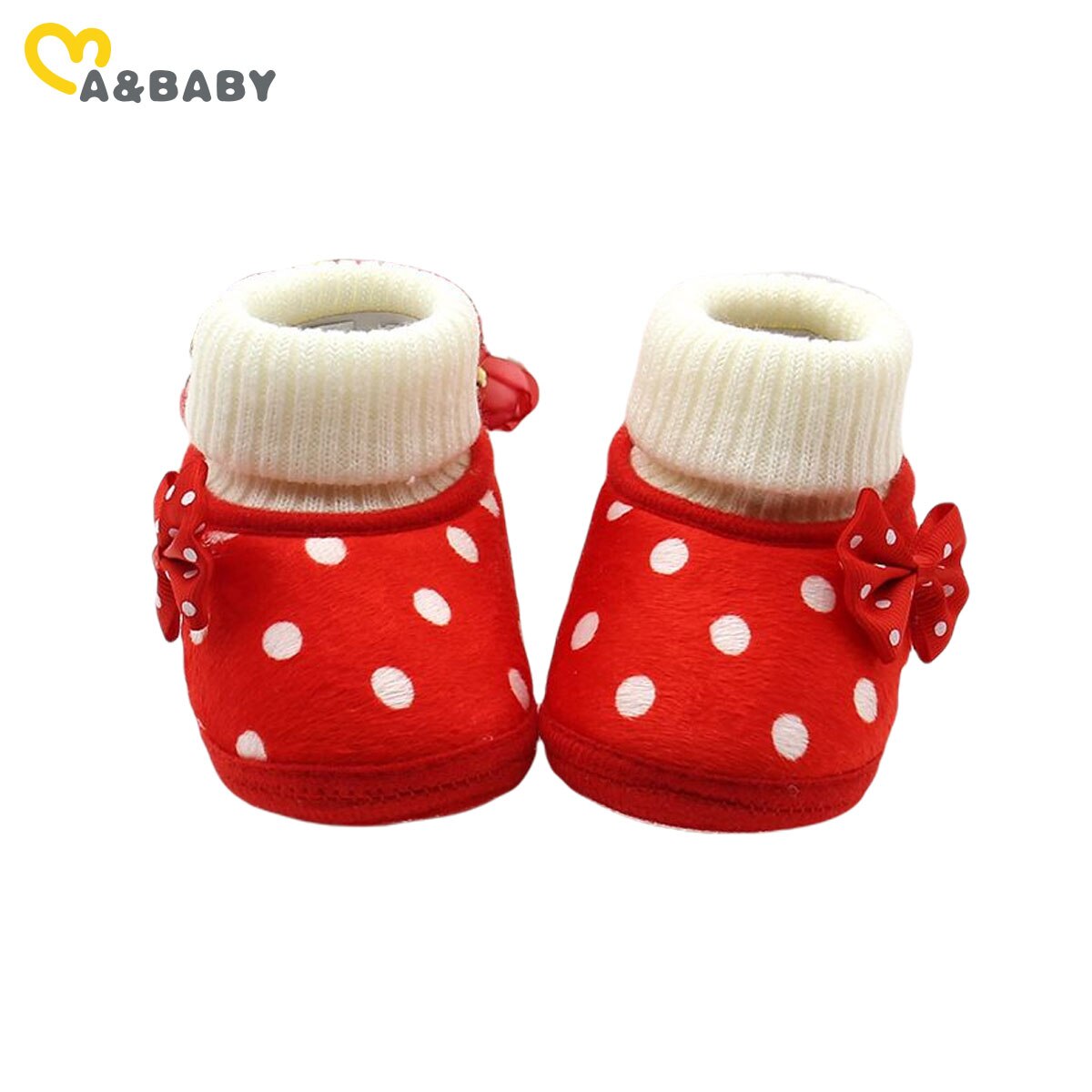 Ma&Baby 0-18M Newborn Infant Baby Girls Warm Snow Boots Knitted Dot Bow Baby Girls Shoes Autumn Winter Baby Shoes