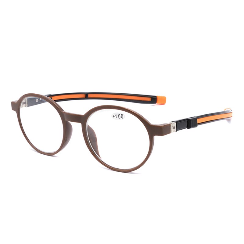 MIWAY unisex Einstellbar Hängenden Hals Brillen Falten Magnet Lesebrille Frau Männer Dioptrien Leser Brillen: +200 / Braun