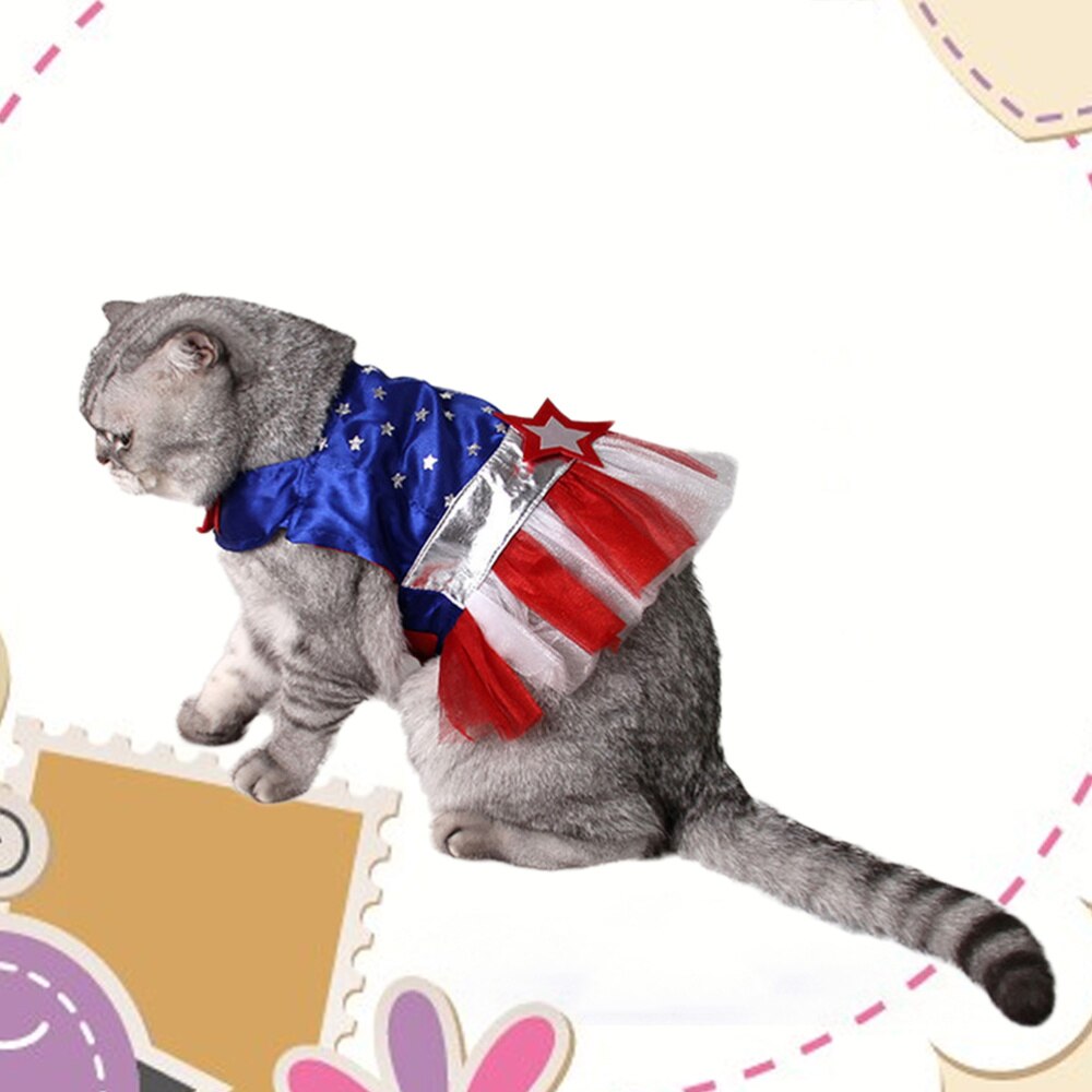 Pet Show Gaas Kostuum Mooie Amerikaanse Vlag Afdrukken Pet Kostuum Voor Kat Hond Dier (Maat :)