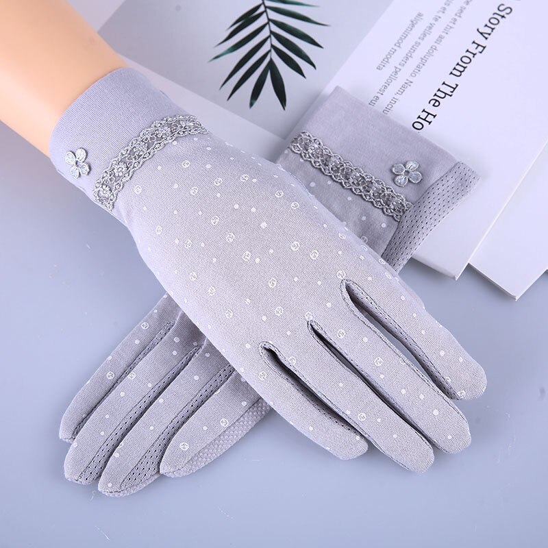 2022 Mode Bloemen Vrouwen Zomer Rijden Handschoenen Antislip Blok Uv Touch Screen Handschoenen Ademend Katoenen Handschoenen voor Vrouwen