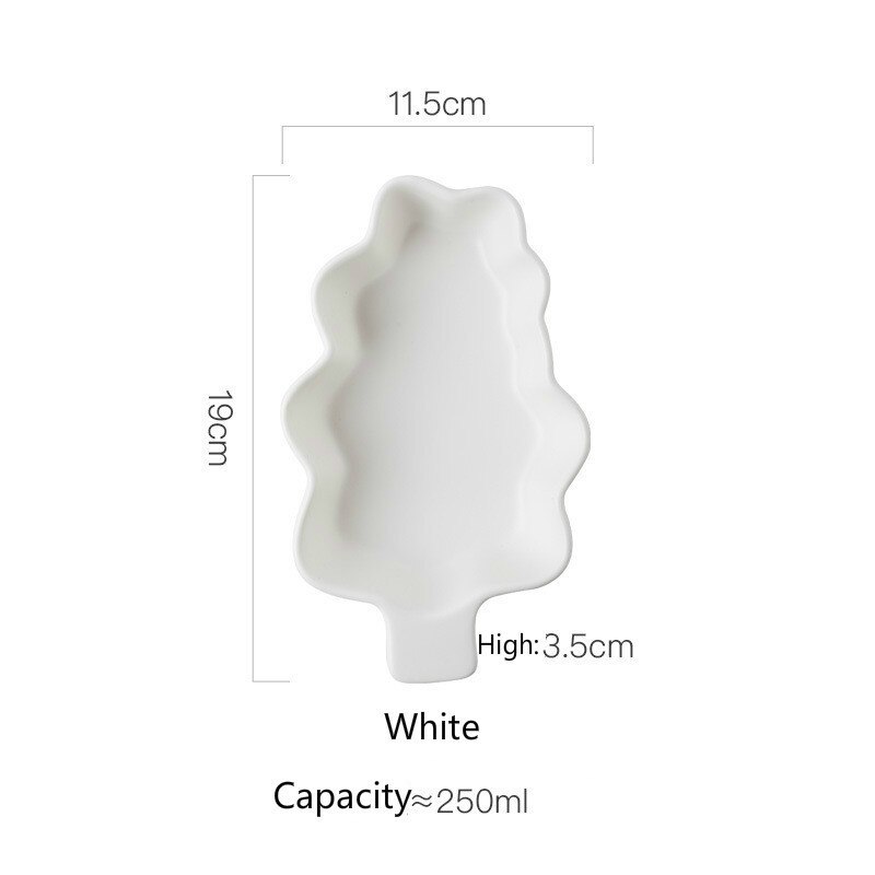 Christmas Tree Shape Baking Plate Ceramic Dinner Dishes European Style Dinnerware Baking Tray Ovenware Microwave Oven Flat Plate: White