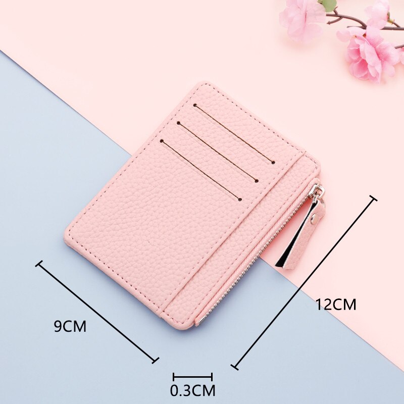 1Pc Kleine Vrouwen Portemonnee Credit Multi-Kaarthouders Pakket Mode Pu Leer Rits Ultra-Dunne Organizer Case student Portemonnee