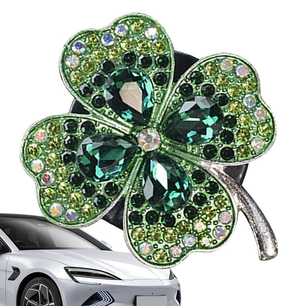 Car Vent Clips Alloy Four Leaf Clover Alloy Car Air Freshener Fragrance Decor Multifunctional Rotatable Car Interior Accessories: Yellow