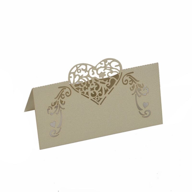 Bord bord kort udhulet bryllup invitation kort kort bord navn beskeder lykønskningskort bryllup fest kort 50 stk.: Hw
