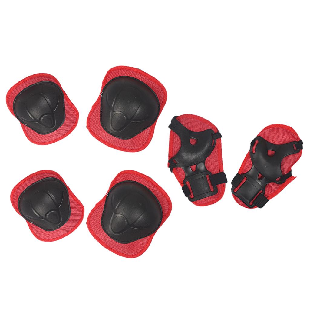 6/7Pcs Fietsen Roller Skate Ccooter Elleboog Pols Knie Pads Sport Veiligheid Beschermende Gear Guard Voor Kinderen Schaatsen fietsen: Red 6Pcs