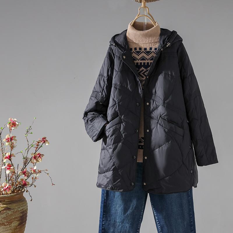 Plus Size 3xl Women Winter Coat Arrivals 90% White Duck Down Hooded Ultra Lightweight Keep Warm Down Jackets: 4XL / black