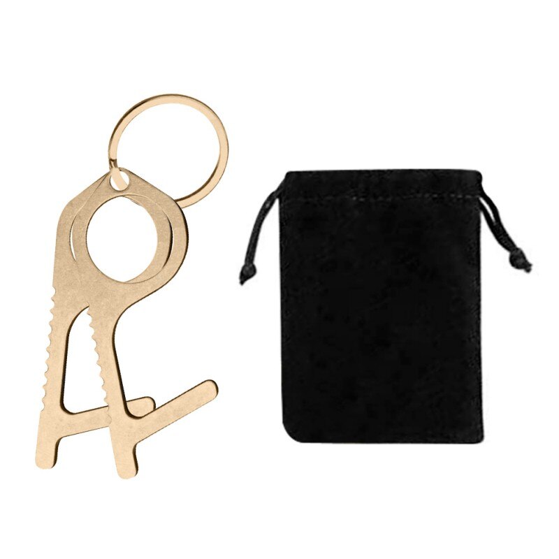 Convenient Portable Alloy Press Elevator Tool Hygiene Hand Brass EDC Door Opener No-Touch Open Door Tool Handle Key Ring 3: J4