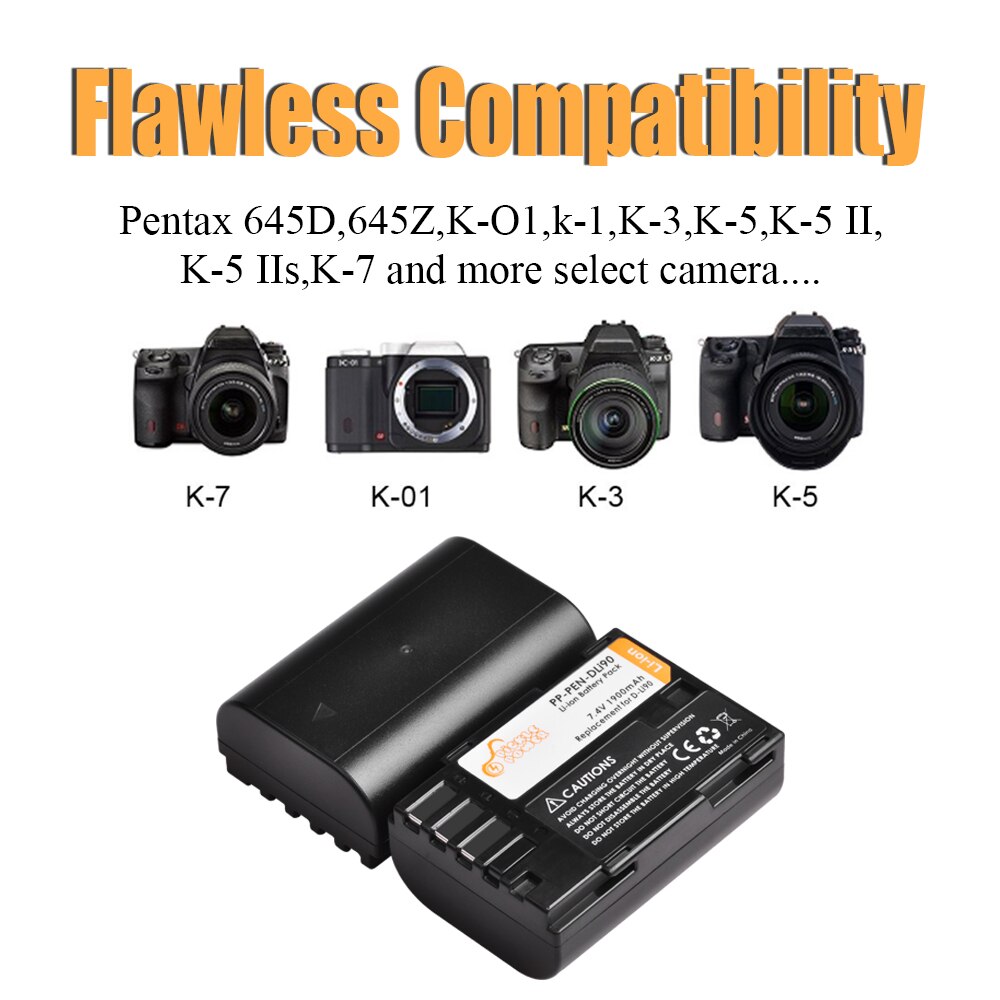 2Pcs D-Li90 DLi90 D Li90 Battery & Dual USB Charger for Pentax K-7 K-7D K-5 K-5D K-5 II K-5IIs K-3 K-3 II K-01 K-1 645 645D 645Z