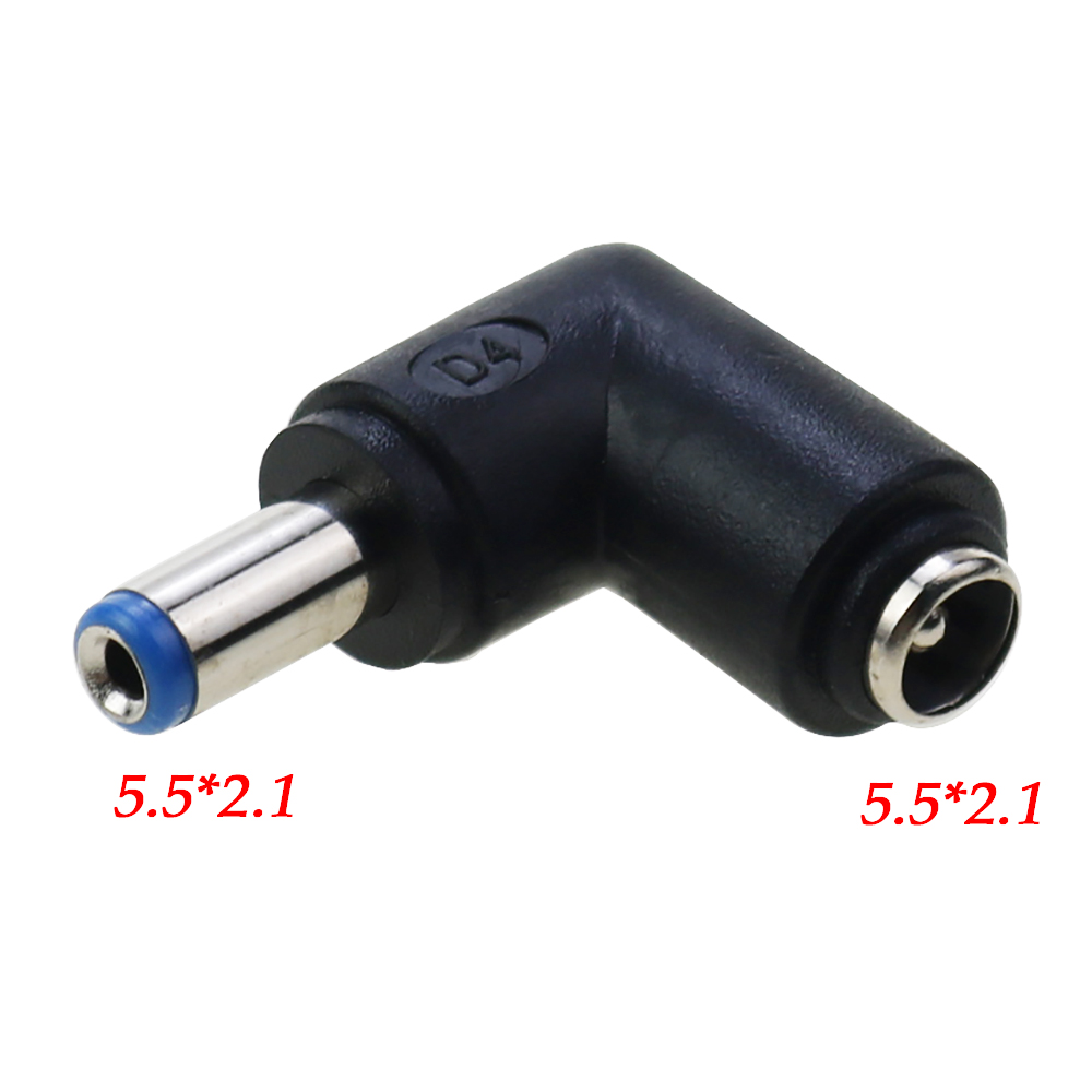 1PC DC Power Converter Plug 5.5x2.1mm Internal Thread To 90 Degrees 5.5x2.5 6.0X1.4 4.0X1.7mm External Thread Adapter Connector