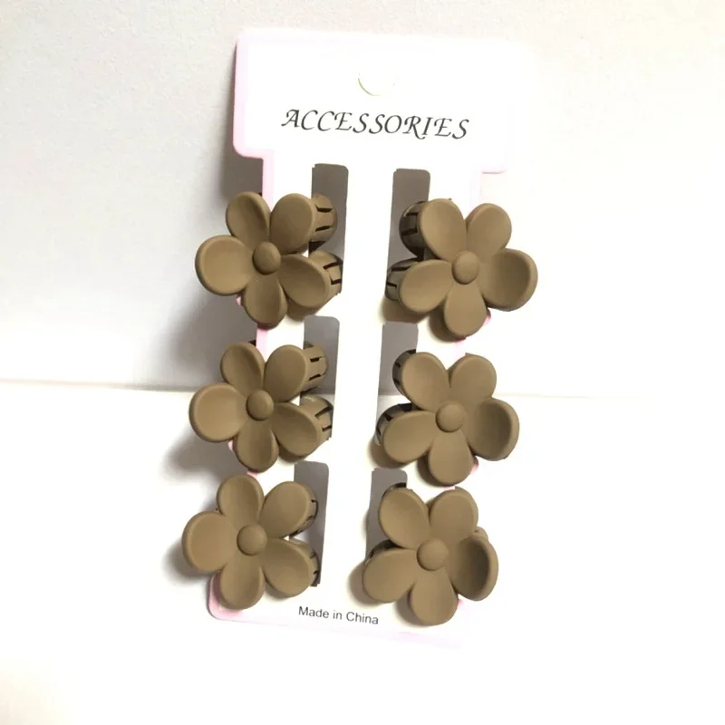 6 uds nueva pinzas para el cabello de flores para mujer pinzas para el cabello pequeñas pinzas de cangrejo cola de caballo esmerilada Clip de tiburón tocado accesorios para el cabello: Oro
