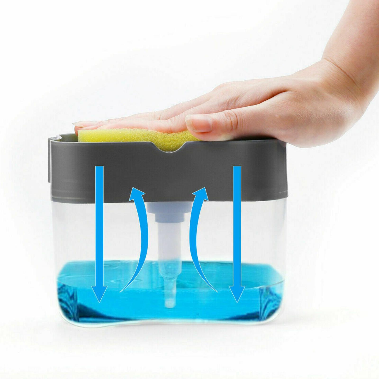 Dispensador De Jabón Con Soporte Para Esponja, Juego De Fregadero Soporte Para Jabon Para Lavar Platos Dispensador De Jabon Estropajo Incluido 440