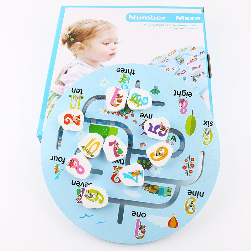 202 Educational Early Learning Slide Puzzle Kids Wooden Toys For Children Labyrinth Animal/Fruit/Number-body-match Maze: Digital maze