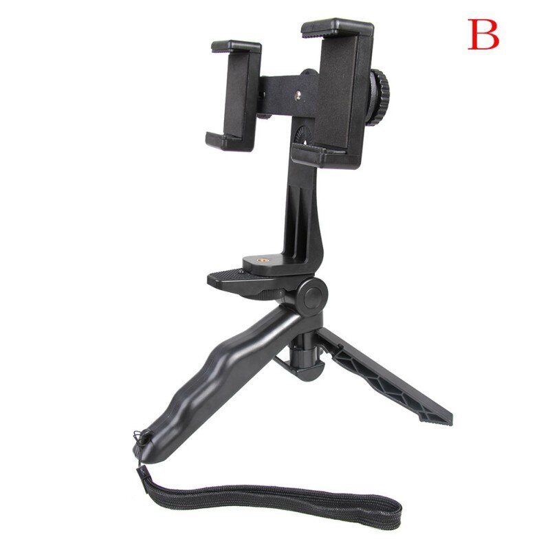 Universal Mobile Phone Camera Handle Holder Selfie Stand Handheld Grip Stabilizer Tripod with Dual Clip For iOS Android Phone: B