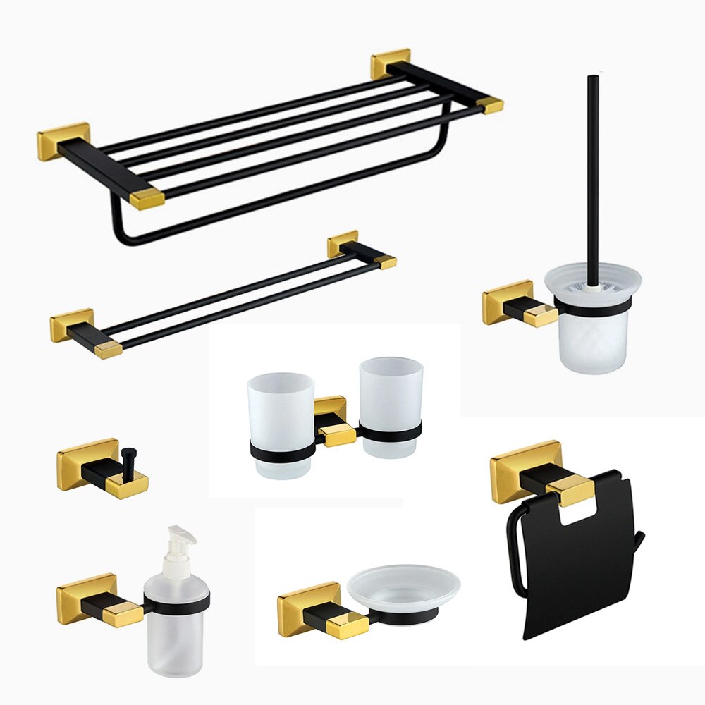 Czarne złoto produkty łazienkowe zestaw akcesoriów naścienny wieszak na ręczniki Toliet uchwyt na papier nowoczesny luksusowy zestaw sprzętu łazienkowego AR80