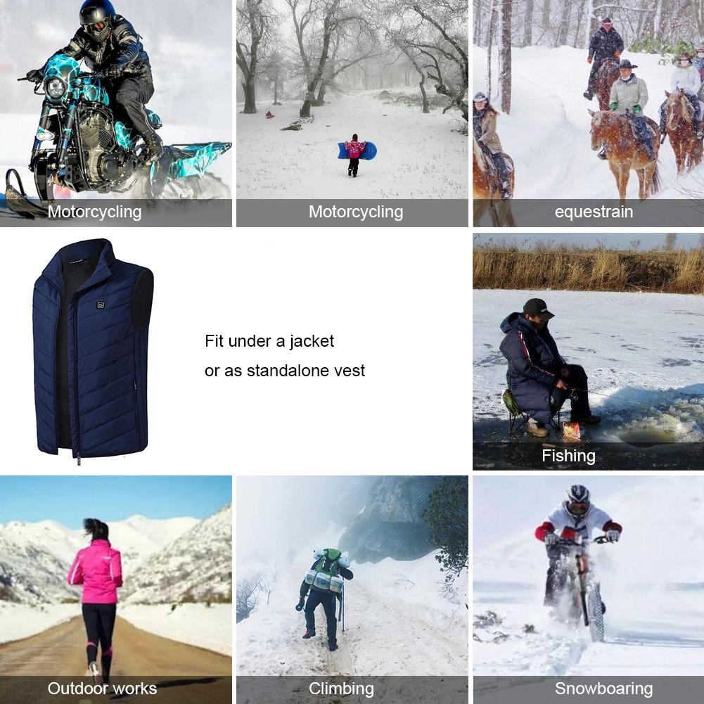 Heated Vest Outdoor Fishing Graphene Electric Heating Vest USB Security Smart Constant Temperature Heating Suit Heated Jacket