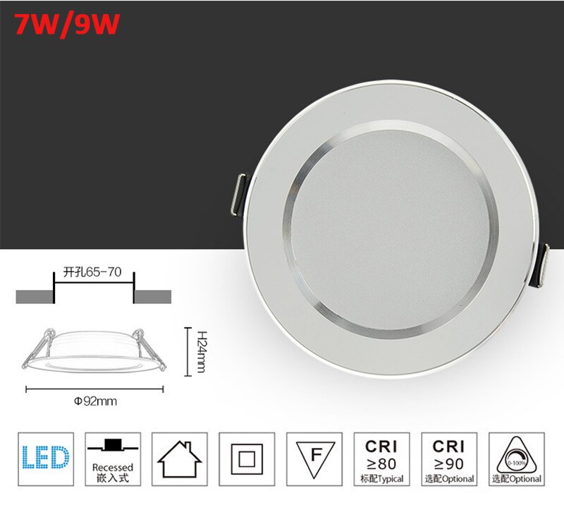 Led Downlight Lamp 7W 9 W 12 W 15 W 220V / 110V Plafond Inbouwdownlights Ronde led Panel Licht Driverless Led Spot Lights