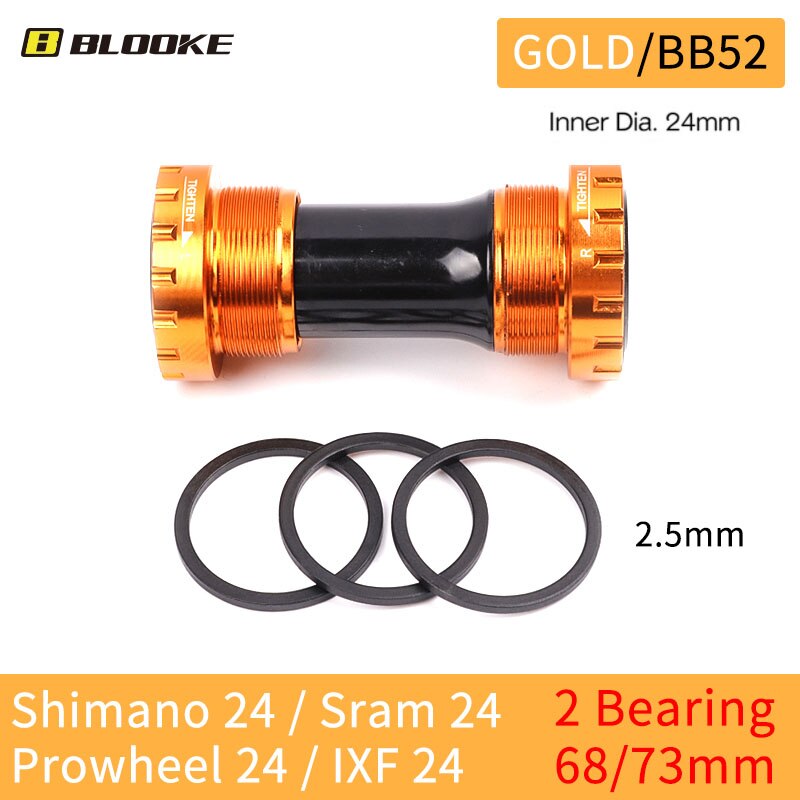Fiets Trapas 2 Lager Bsa Aluminium Schroefdraad Holle As 68 73Mm Bb Mtb Racefiets As Crankstel deel: Gold 2 Bearing