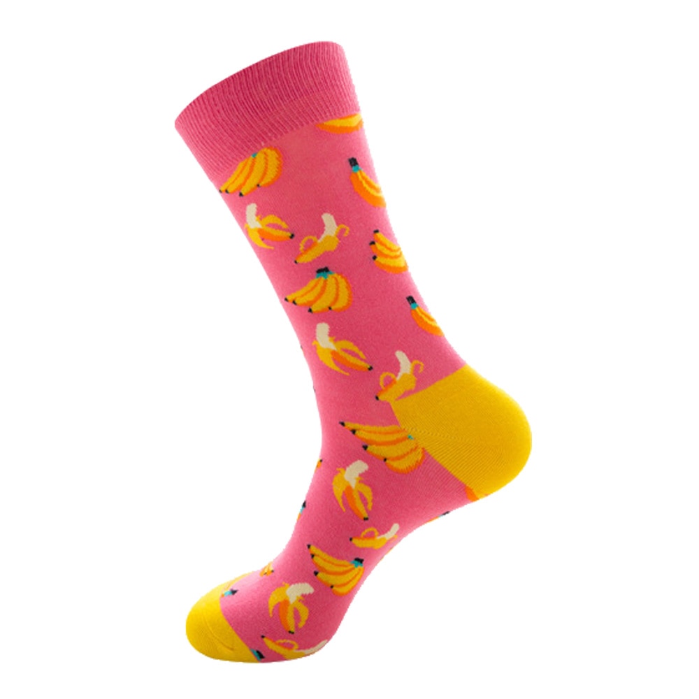 Men Socks Funny Cute Cartoon Graphics Fruits Orange Color Cherry Banana Strawberry Japanese Harajuku skateboard Sock