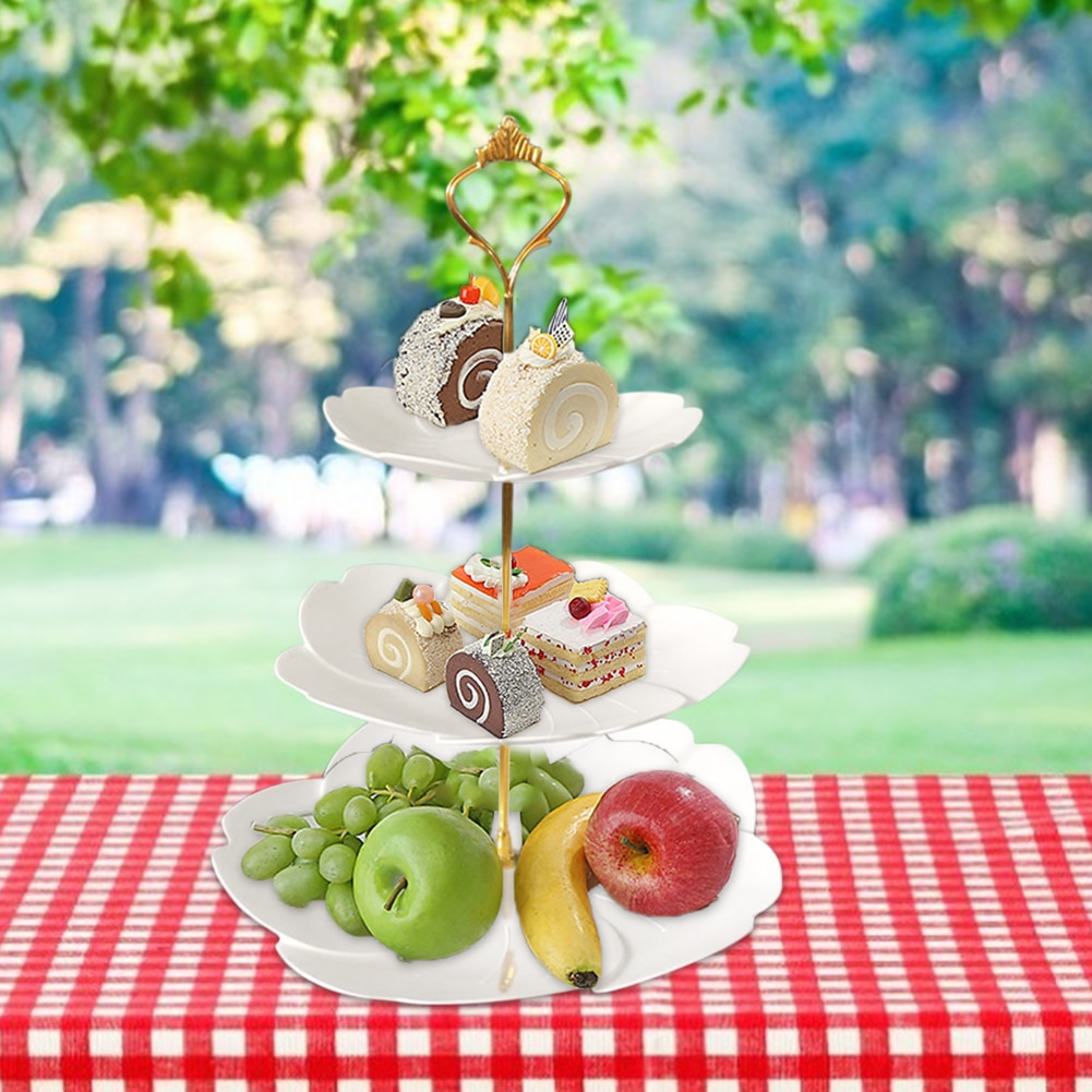 Drielaags fruitbord, meerlaagse taartstandaard, taartrek voor bruiloft, verloving, verjaardagsfeest