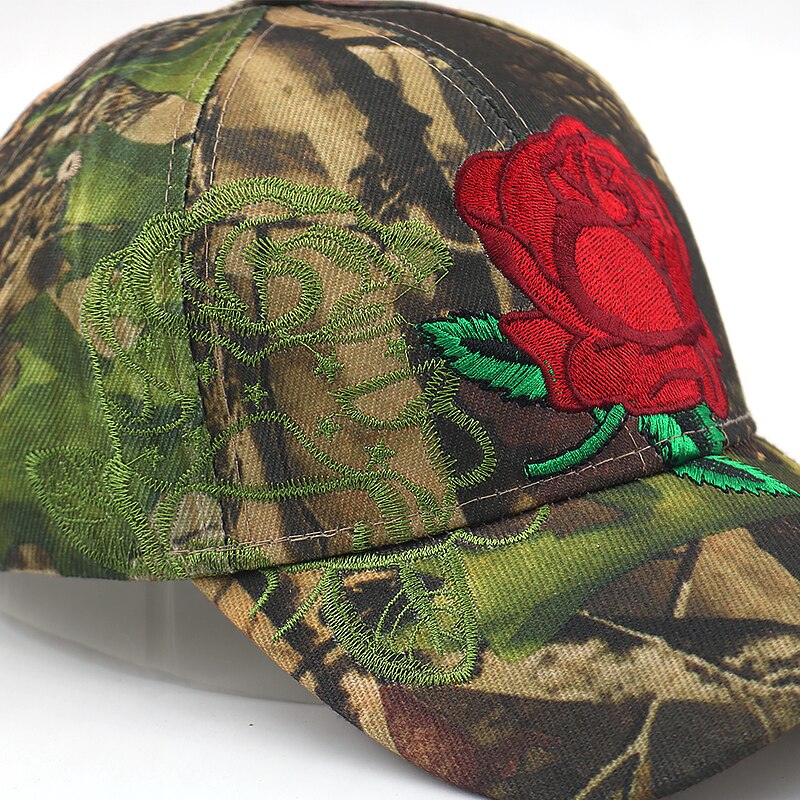 Rode bloem borduren Camouflage baseball cap voor vrouwen katoen verstelbare vrouwelijke snapback hoed hip hop wandelen caps