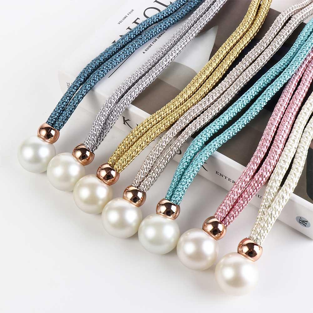 Polyester Pearl Curtain Tieback Adjustable Pearl Curtain Buckle Buckle Tie Rope Beautifully Curtains Tie Rope Home