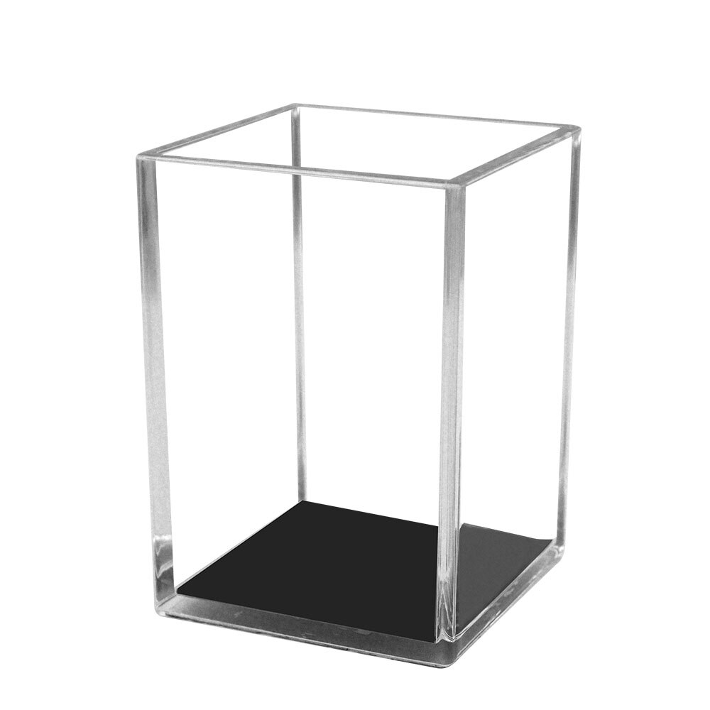 Acrylic Silver Desk Organizer Pen Holder Stapler Tape Dispenser Notepad Holder For Office Supplies And Desk Accessories: Black Pen Holder