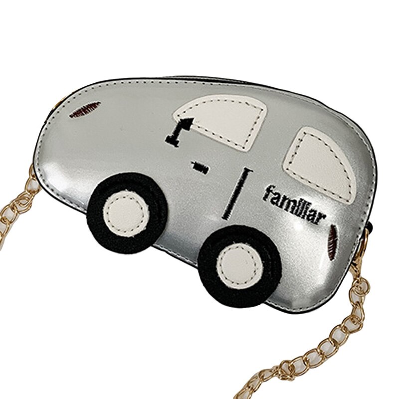 Mini sacs à bandoulière sac à bandoulière filles garçons voiture dessin animé sac à main portefeuille petit épaule sacs de rangement: silver