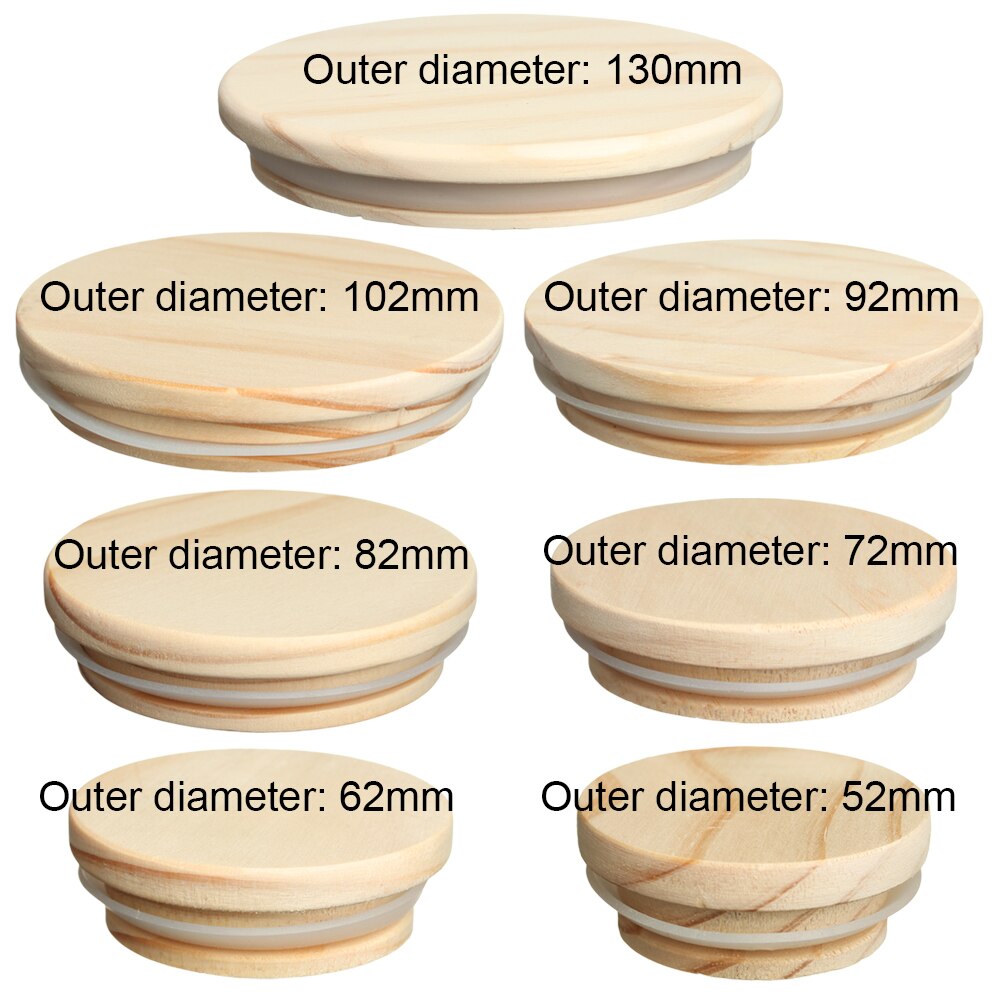 1PC Reusable Various Sizes Wood Lids Mason Jar Lid Wide Mouth Cover Canning Storage Bottle Sealing Caps Kitchen Organization