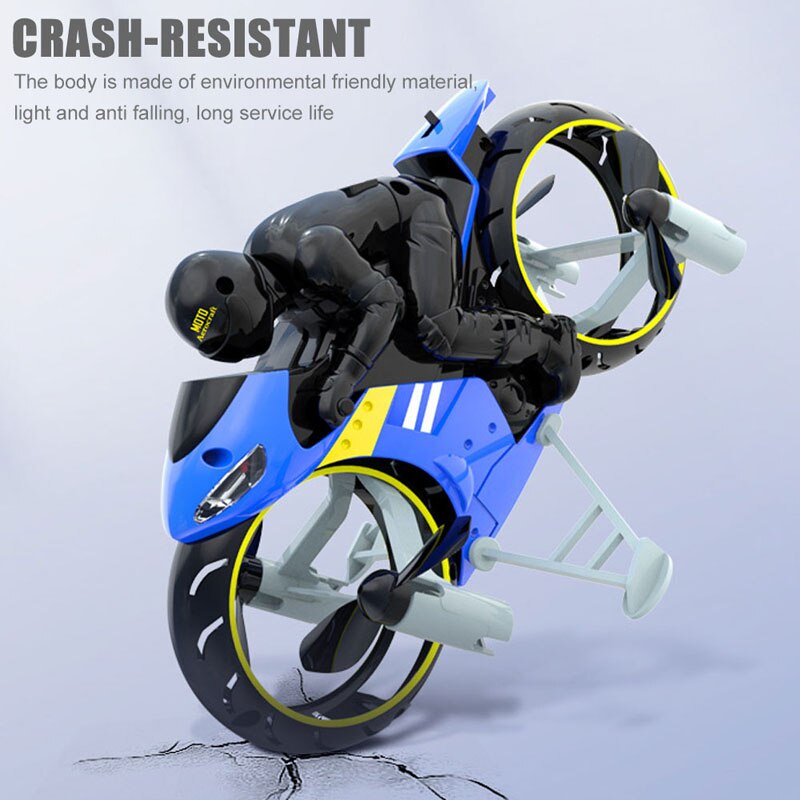 Rc land-air dual mode flyve motorcykel legetøj fjernbetjening fire-akset motorcykel fly crash-resestant