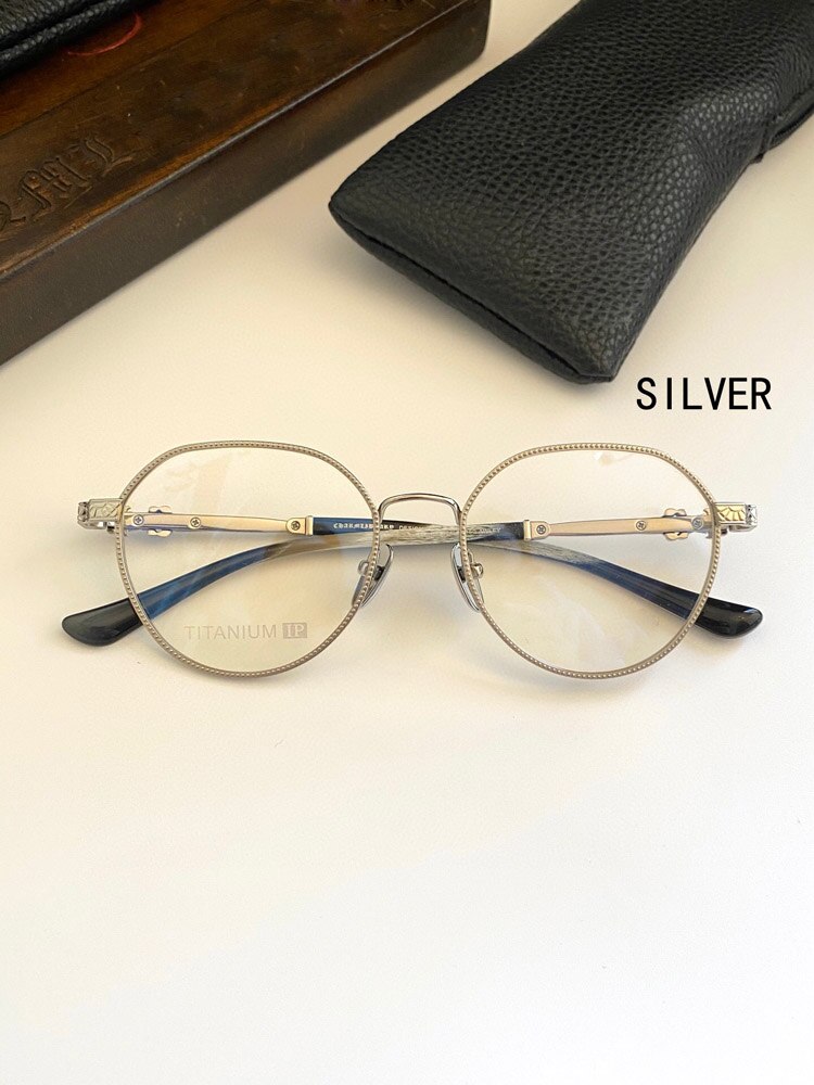 Gafas graduadas Vintage, marco artesanal exquisito, Material de placa de titanio puro, estilo Punk, novedad de: Plata