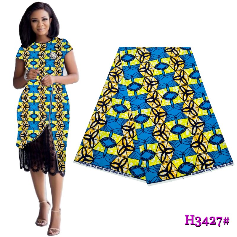 Pagne – véritable Wax 100% coton à imprimés colorés, Tissu africain de à la , couture artisanale, 6 Yards pour robe de soirée décontractée