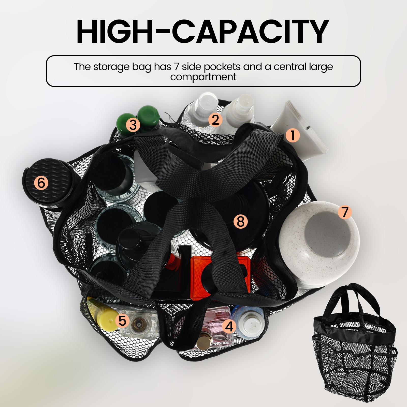 Mesh Shower Caddy Portable Tote Beach Bag Quick Dry Travel Storage Wash Bag for Bathroom Outdoor Camping Toiletry Organization
