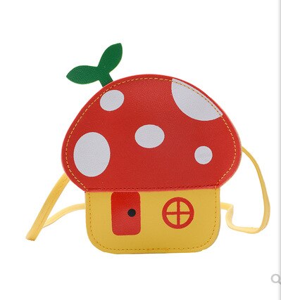 Girls Cute Bag Childrens Sloping Bag Small Bag Baby Mini Cute Cartoon Small Mushroom Bag: red yellow