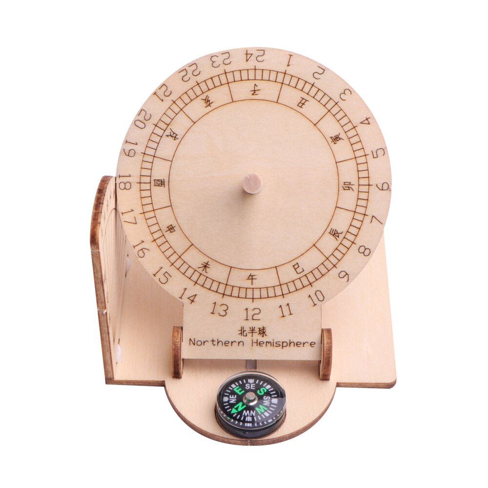 Reloj Solar ecuatorial para niños, modelo científico de madera, ayuda para la enseñanza, juguetes educativos, 1 unidad