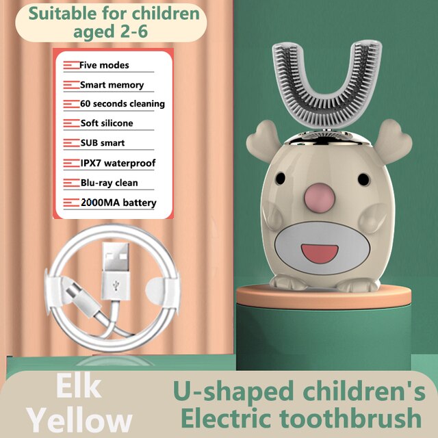 Children Electric Toothbrush Cartoon Pattern Tooth Brush Electric Teeth Tooth Brush For Kids with Soft Replacement Head
