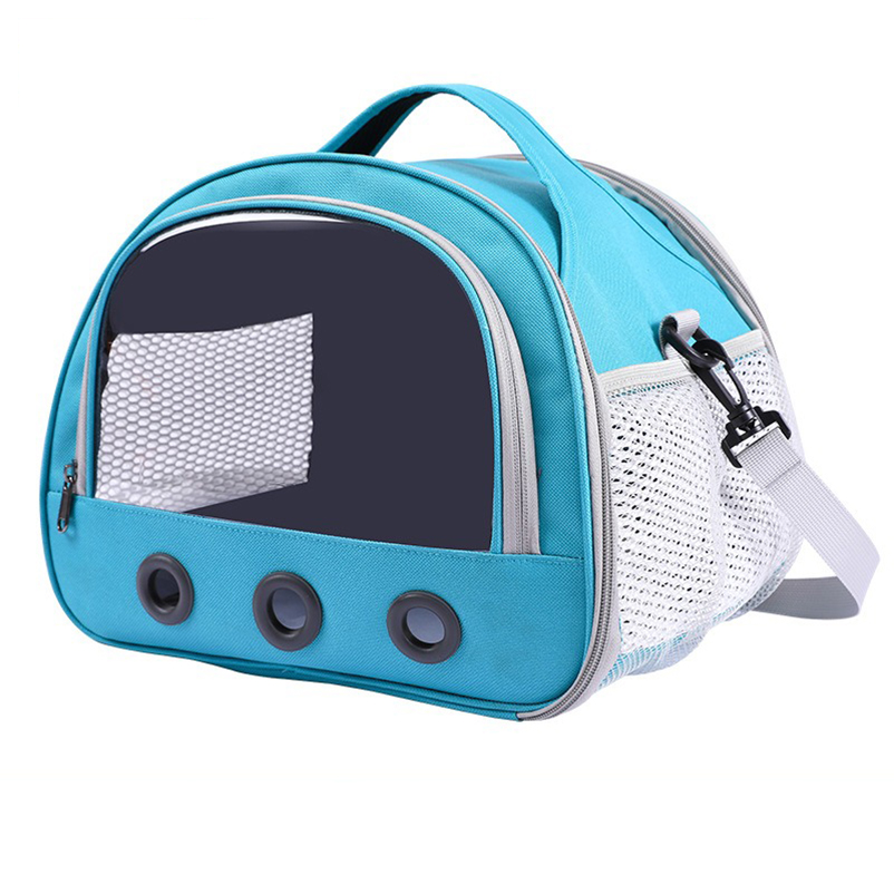 Bolsa transportadora para gatos, perros, pájaros y conejos con cojín de algodón grueso, mochila de aviación para mascotas, bolsa de viaje portátil antisufocación, bolsa para perros y mascotas: L / Azul