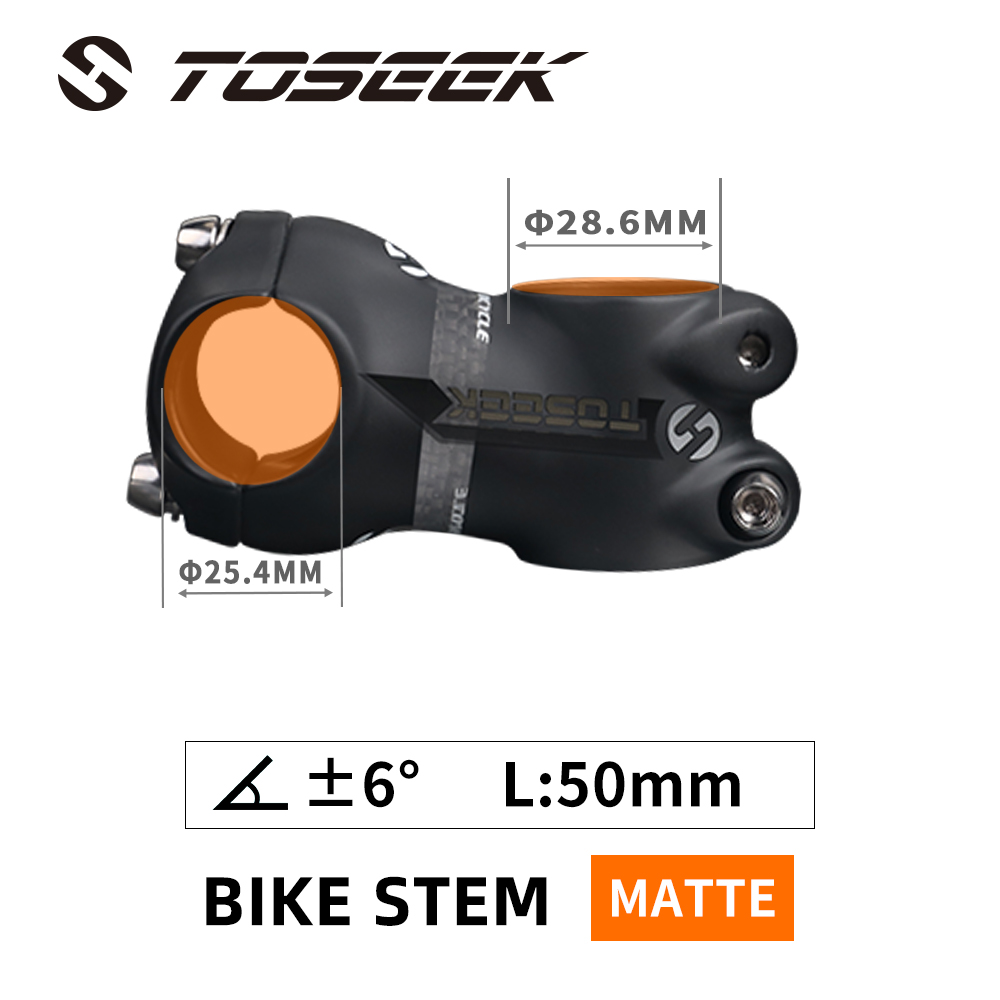 Attacco manubrio in alluminio al carbonio con attacco manubrio in alluminio diametro 25.4mm lunghezza 50mm 60mm 70mm 80mm per parti di bici per bambini MTB strada: opaco-Angle 7-50mm