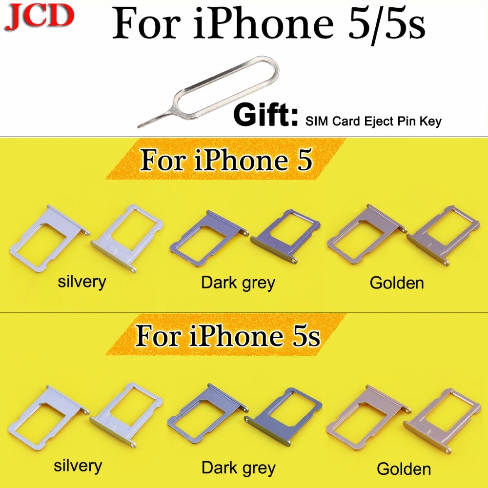 JCD Nano Sim-kaart Houder Lade Slot voor iPhone 5 5 S 5 s Vervanging Deel SIM Kaart Kaarthouder adapter Socket + SIM Eject Pin Sleutel