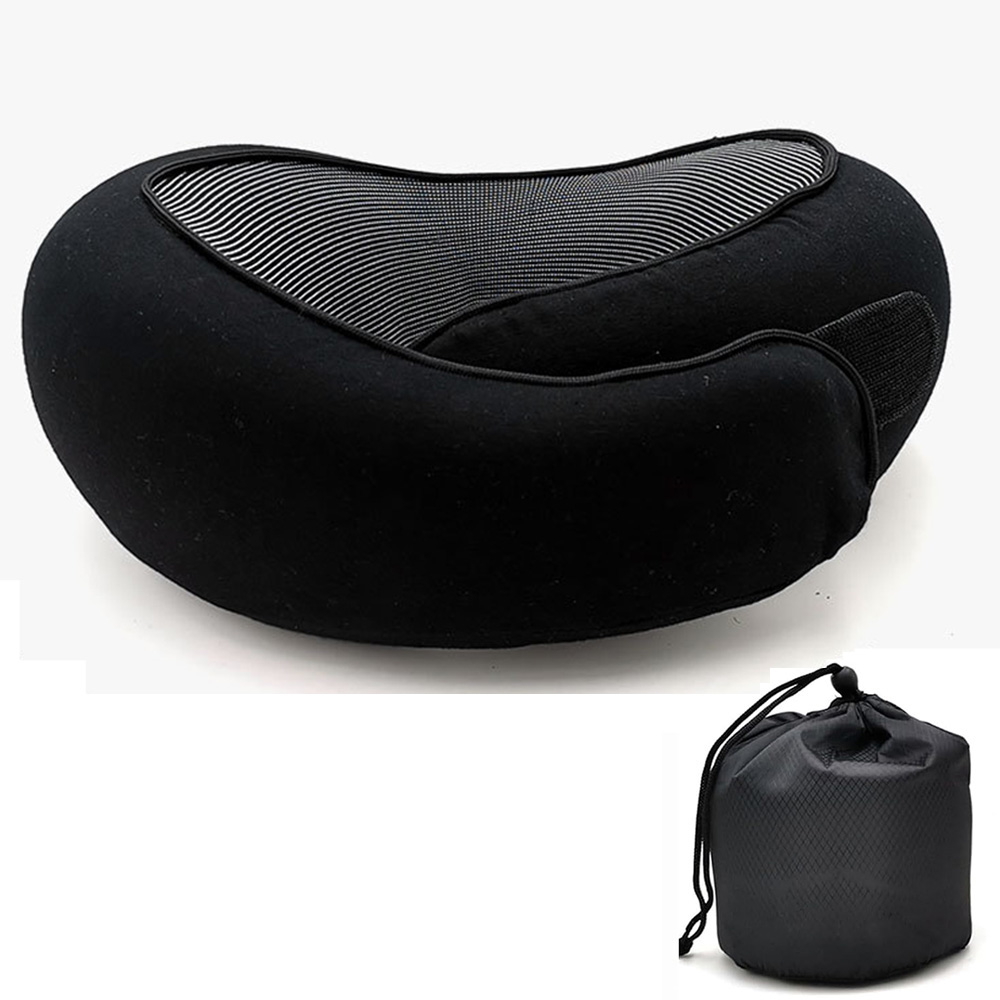 Travesseiro de pescoço para viagem, espuma de memória, formato de u, estilo caracol, suporte para pescoço, portátil, ajustável, macio, descanso de meio-dia, travesseiros para dormir: Azul
