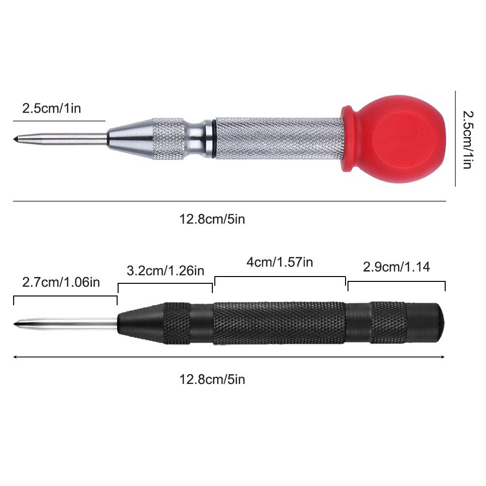 3 Pcs Automatic Center Punch Tool 5 Inch Spring Loaded Crushing Hand Tool With Cushion Cap And Adjustable Impact