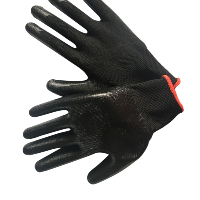 Black Nylon PU Coated Safety Work Gloves - Gardening, Builders, Mechanic Grip