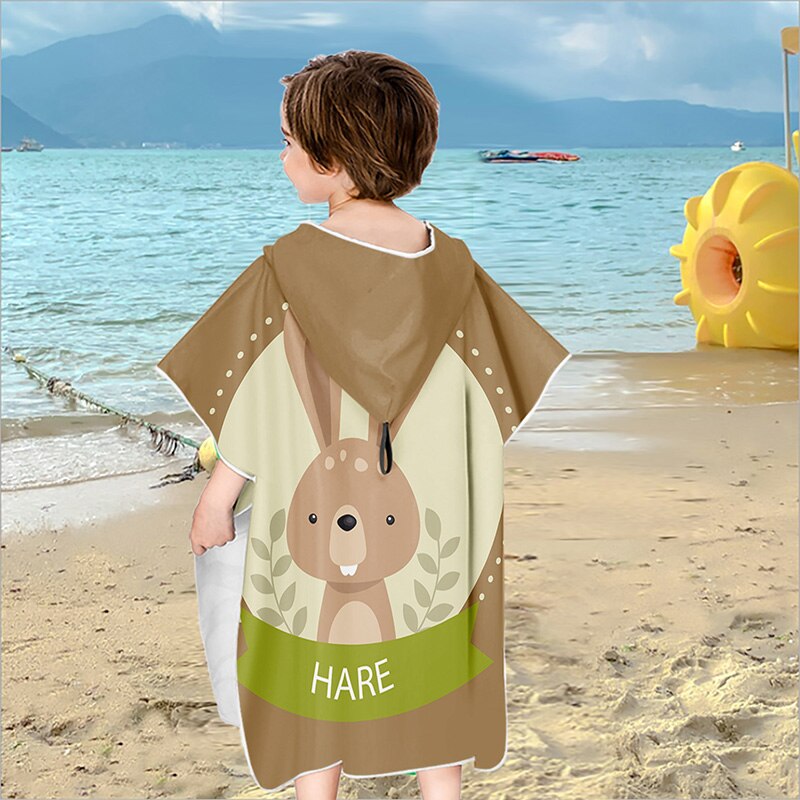 Niño baño Poncho tela de microfibra Poncho niños niñas verano Poncho de playa traje de Natación en Piscina Toalla de playa Toallas secas con capucha