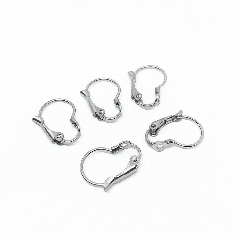 20pcs/lot Surgical Stainless Steel Leverback Ear Wire Silver Tone French Lever Earring Hooks Clasp for DIY Jewelry Making Crafts: 6 steel tone