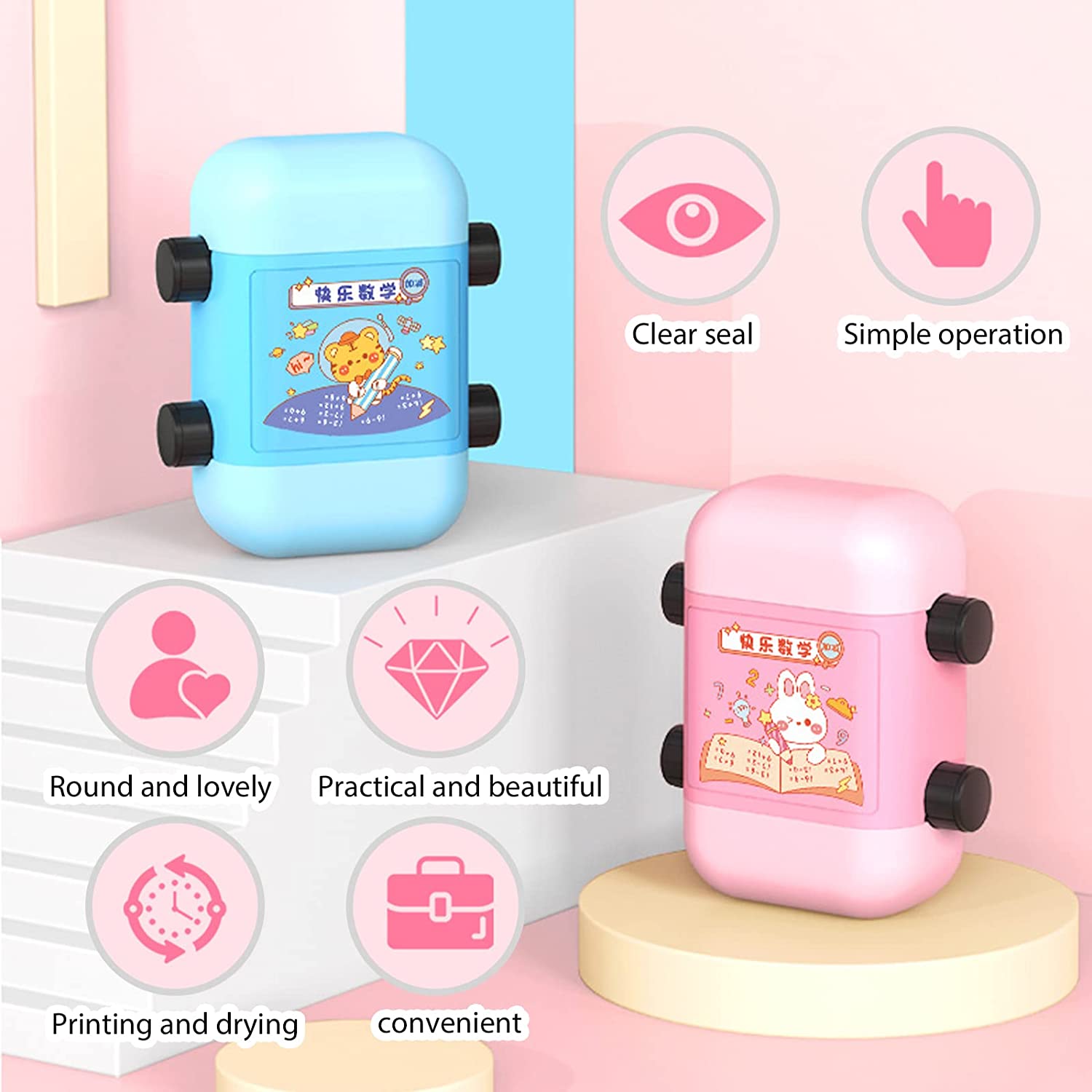 Double-head Math Practice Number Rolling Stamp Addition Subtraction Question Stamp Within 100 Maths Questions Digital Roller