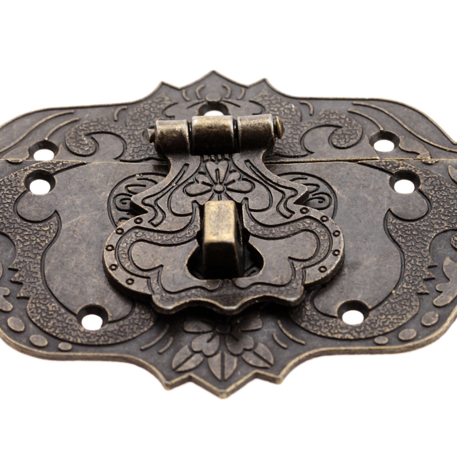 Cerrojo de caja de bronce antiguo de 3 tamaños, pestillo decorativo Vintage, caja de joyería de madera, cerrojo, almohadilla, candado para el pecho